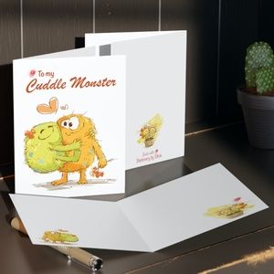 Cute Valentines Card Cuddle Monsters Couple Anniversary Card w Envelope